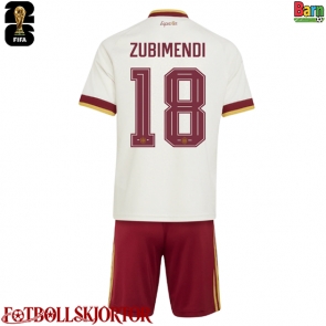 Spanien Martin Zubimendi #18 Borta Kläder Barn VM 2026 Kortärmad (+ Korta byxor)